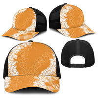 Hawaii Aloha Plumeria Lei Orange Palaka Baseball Net Cap LT7 - Polynesian Pride