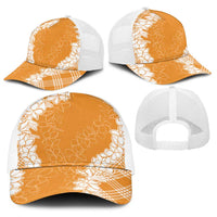 Hawaii Aloha Plumeria Lei Orange Palaka Baseball Net Cap LT7 - Polynesian Pride
