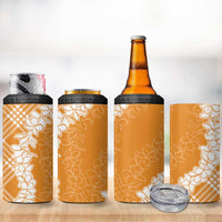 Hawaii Aloha Plumeria Lei Orange Palaka 4 in 1 Can Cooler Tumbler - Polynesian Pride