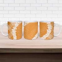 Hawaii Aloha Plumeria Lei Orange Palaka Ceramic Mug - Polynesian Pride