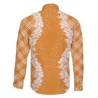 Hawaii Aloha Plumeria Lei Orange Palaka Family Matching Puletasi and Hawaiian Shirt - Polynesian Pride