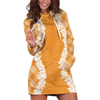 Hawaii Aloha Plumeria Lei Orange Palaka Hoodie Dress - Polynesian Pride