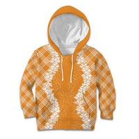 Hawaii Aloha Plumeria Lei Orange Palaka Kid Hoodie - Polynesian Pride