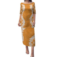 Hawaii Aloha Plumeria Lei Orange Palaka Puletasi - Polynesian Pride