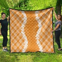 Hawaii Aloha Plumeria Lei Orange Palaka Quilt - Polynesian Pride