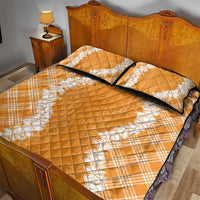 Hawaii Aloha Plumeria Lei Orange Palaka Quilt Bed Set - Polynesian Pride