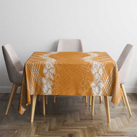 Hawaii Aloha Plumeria Lei Orange Palaka Tablecloth - Polynesian Pride