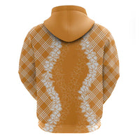 Hawaii Aloha Plumeria Lei Orange Palaka Zip Hoodie - Polynesian Pride