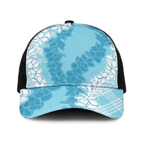 Hawaii Aloha Plumeria Lei Turquoise Palaka Baseball Net Cap - Polynesian Pride