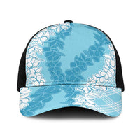 Hawaii Aloha Plumeria Lei Turquoise Palaka Baseball Net Cap LT7 One Size Black Turquoise - Polynesian Pride