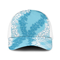 Hawaii Aloha Plumeria Lei Turquoise Palaka Baseball Net Cap LT7 One Size White Turquoise - Polynesian Pride