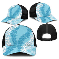 Hawaii Aloha Plumeria Lei Turquoise Palaka Baseball Net Cap LT7 - Polynesian Pride