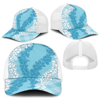 Hawaii Aloha Plumeria Lei Turquoise Palaka Baseball Net Cap LT7 - Polynesian Pride
