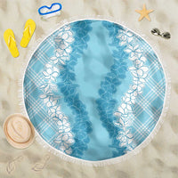 Hawaii Aloha Plumeria Lei Turquoise Palaka Beach Blanket LT7 One Size 150cm Turquoise - Polynesian Pride