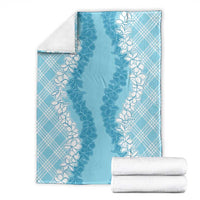 Hawaii Aloha Plumeria Lei Turquoise Palaka Blanket - Polynesian Pride