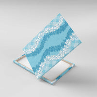 Hawaii Aloha Plumeria Lei Turquoise Palaka Canvas Wall Art - Polynesian Pride