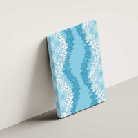 Hawaii Aloha Plumeria Lei Turquoise Palaka Canvas Wall Art - Polynesian Pride