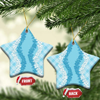 Hawaii Aloha Plumeria Lei Turquoise Palaka Ceramic Ornament - Polynesian Pride