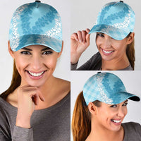Hawaii Aloha Plumeria Lei Turquoise Palaka Classic Cap LT7 - Polynesian Pride