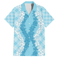 Hawaii Aloha Plumeria Lei Turquoise Palaka Family Matching Puletasi and Hawaiian Shirt - Polynesian Pride