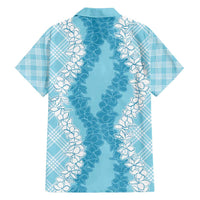 Hawaii Aloha Plumeria Lei Turquoise Palaka Family Matching Puletasi and Hawaiian Shirt - Polynesian Pride