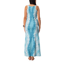 Hawaii Aloha Plumeria Lei Turquoise Palaka Family Matching Tank Maxi Dress and Hawaiian Shirt - Polynesian Pride