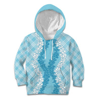 Hawaii Aloha Plumeria Lei Turquoise Palaka Kid Hoodie - Polynesian Pride