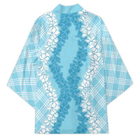 Hawaii Aloha Plumeria Lei Turquoise Palaka Kimono - Polynesian Pride