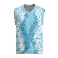 Hawaii Aloha Plumeria Lei Turquoise Palaka Christmas Knitted V-Neck Vest LT7 Turquoise - Polynesian Pride