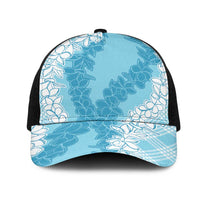 Hawaii Aloha Plumeria Lei Turquoise Palaka Mesh Trucker Cap LT7 One Size Black Turquoise - Polynesian Pride