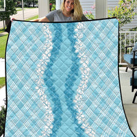 Hawaii Aloha Plumeria Lei Turquoise Palaka Quilt - Polynesian Pride