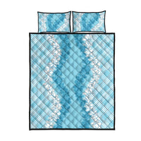 Hawaii Aloha Plumeria Lei Turquoise Palaka Quilt Bed Set - Polynesian Pride