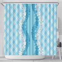 Hawaii Aloha Plumeria Lei Turquoise Palaka Shower Curtain - Polynesian Pride