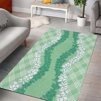 Hawaii Aloha Plumeria Lei Mint Palaka Area Rug - Polynesian Pride
