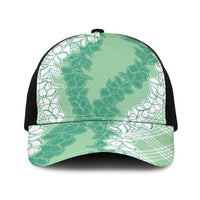 Hawaii Aloha Plumeria Lei Mint Palaka Baseball Net Cap LT7 One Size Black Mint - Polynesian Pride