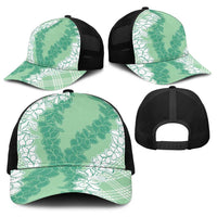 Hawaii Aloha Plumeria Lei Mint Palaka Baseball Net Cap LT7 - Polynesian Pride