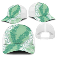 Hawaii Aloha Plumeria Lei Mint Palaka Baseball Net Cap LT7 - Polynesian Pride