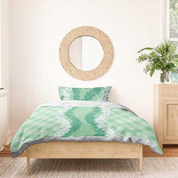 Hawaii Aloha Plumeria Lei Mint Palaka Bedding Set - Polynesian Pride