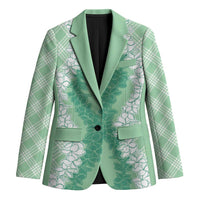 Hawaii Aloha Plumeria Lei Mint Palaka Blazer LT7 Unisex Mint - Polynesian Pride