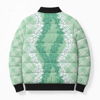 Hawaii Aloha Plumeria Lei Mint Palaka Bomber Puffer Jacket LT7 - Polynesian Pride