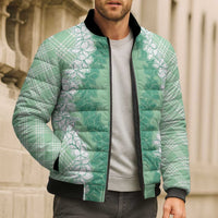 Hawaii Aloha Plumeria Lei Mint Palaka Bomber Puffer Jacket LT7 - Polynesian Pride