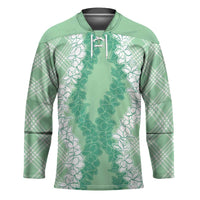 Hawaii Aloha Plumeria Lei Mint Palaka Hockey Jersey - Polynesian Pride