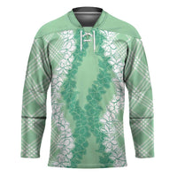 Hawaii Aloha Plumeria Lei Mint Palaka Hockey Jersey LT7 Unisex Mint - Polynesian Pride