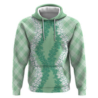 Hawaii Aloha Plumeria Lei Mint Palaka Hoodie - Polynesian Pride