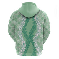 Hawaii Aloha Plumeria Lei Mint Palaka Hoodie - Polynesian Pride
