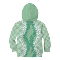 Hawaii Aloha Plumeria Lei Mint Palaka Kid Hoodie - Polynesian Pride
