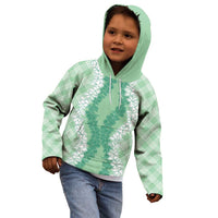 Hawaii Aloha Plumeria Lei Mint Palaka Kid Hoodie - Polynesian Pride