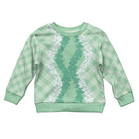 Hawaii Aloha Plumeria Lei Mint Palaka Kid Ugly Christmas Sweater - Polynesian Pride