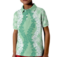 Hawaii Aloha Plumeria Lei Mint Palaka Kid Polo Shirt LT7 Kid Mint - Polynesian Pride