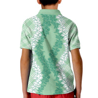 Hawaii Aloha Plumeria Lei Mint Palaka Kid Polo Shirt LT7 - Polynesian Pride